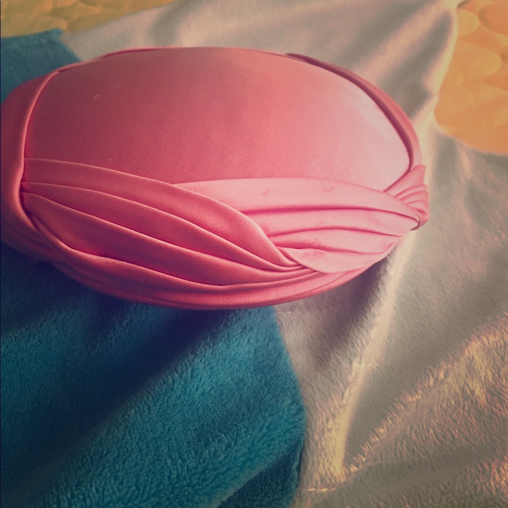 Stunning pink pleated vintage satin hat